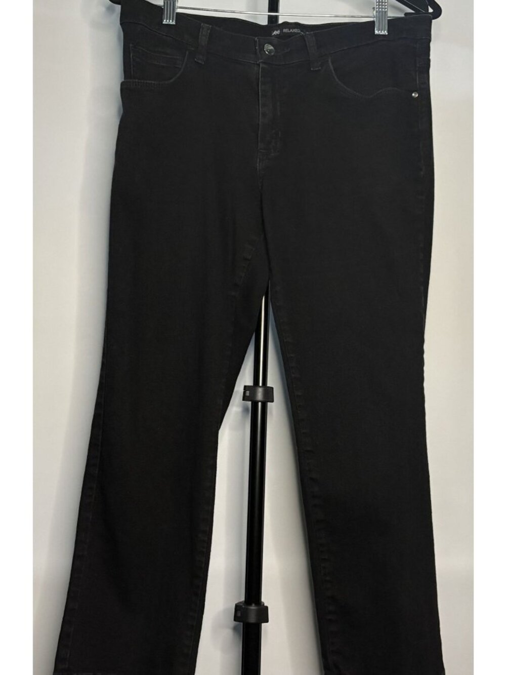 Lee Rider Jeans Womens Size 10 Petite Black Straight Relaxed Fit 5 Pocket Denim - Picture 5 of 16